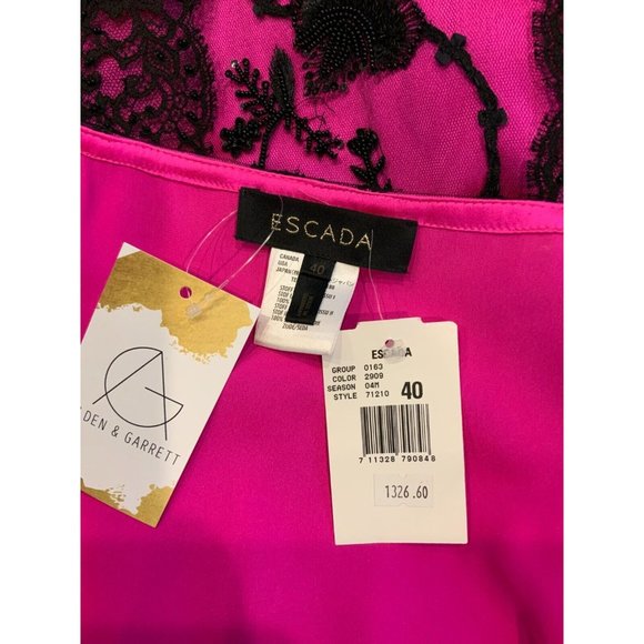 Escada Pink & Black Beaded Lace Pencil Skirt, Size 8 (US) 40 (EU) NWT! - Picture 7 of 7